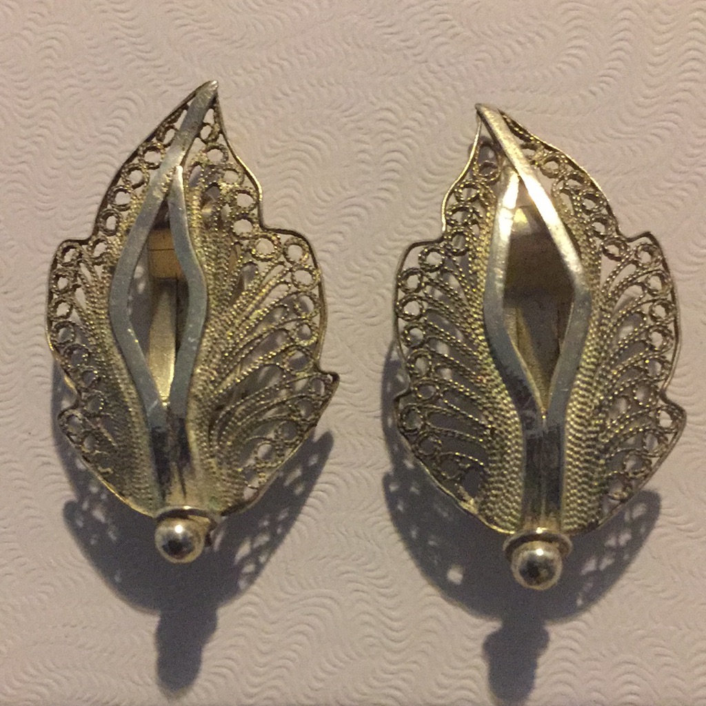 Silver Filigree Clip On Earrings